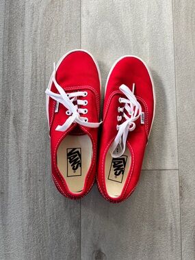 Vans Red Canvas Sneakers with White Accents size 7